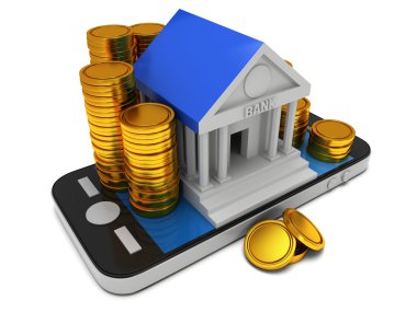 Banka smartphone üzerinde bina