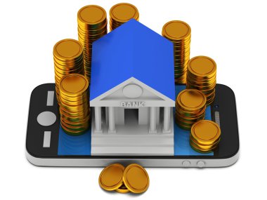 Banka smartphone üzerinde bina