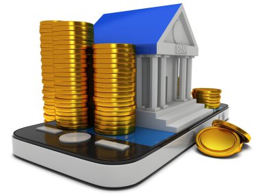 Banka smartphone üzerinde bina