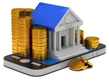 Banka smartphone üzerinde bina