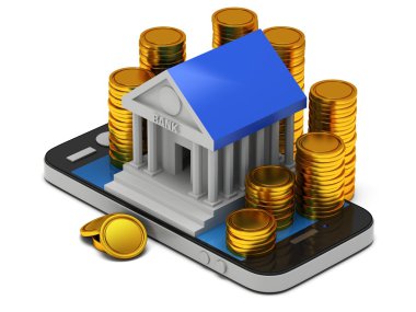 Banka smartphone üzerinde bina