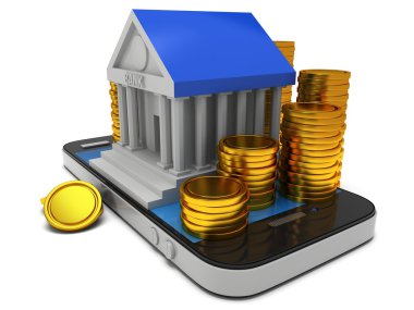 Banka smartphone üzerinde bina