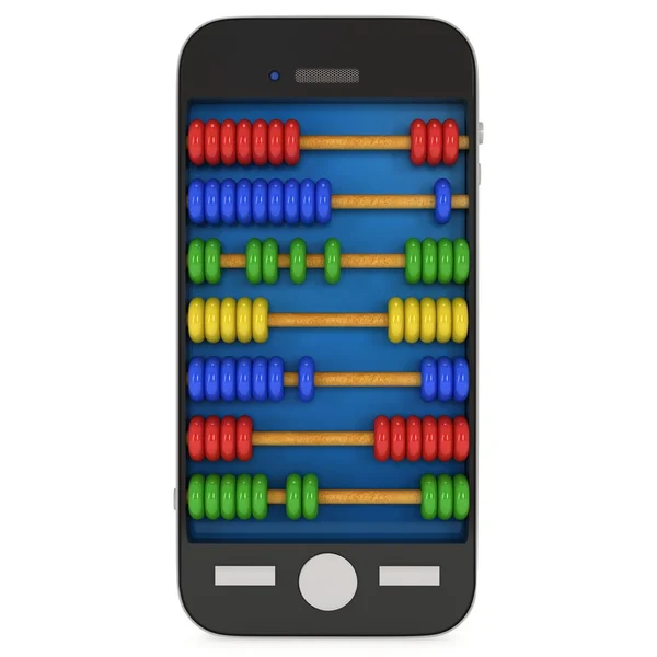 Smartphone met abacus — Stockfoto