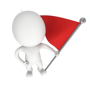 adam kırmızı bayrak ile