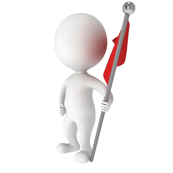 Man with red flag — Stock Photo, Image