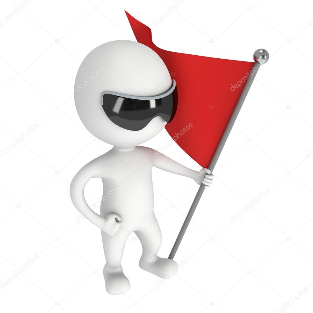 Man with sunglasses and red flag
