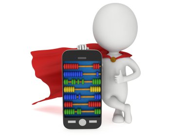 Süper kahraman yakınındaki smartphone ile abacus