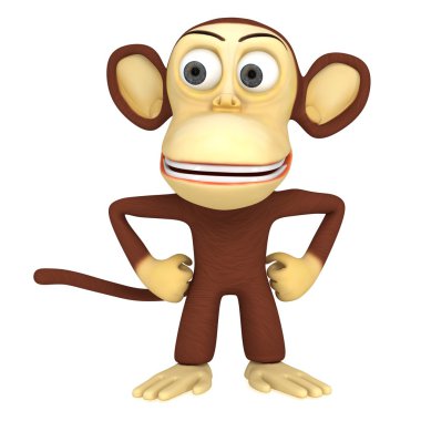 silah akimbo ile 3D sevimli maymun