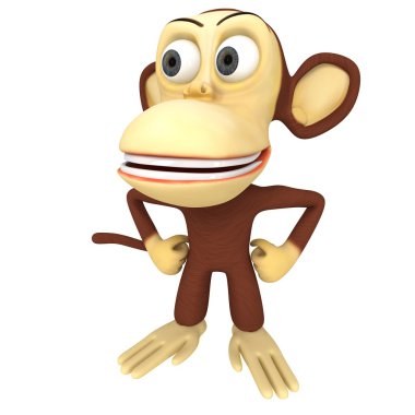 silah akimbo ile 3D sevimli maymun