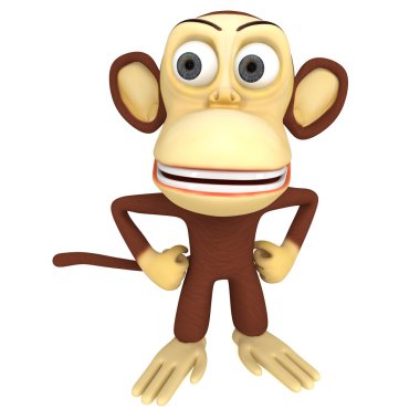 silah akimbo ile 3D sevimli maymun