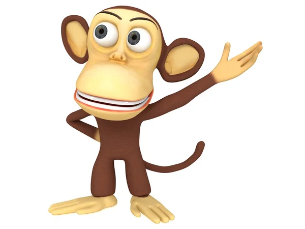 3D süßer Affe präsentiert etwas — Stockfoto