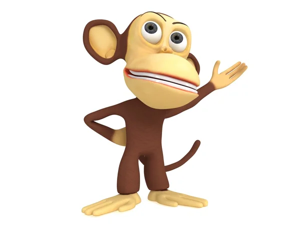 3d cute monkey presenting something — Stock Photo, Image