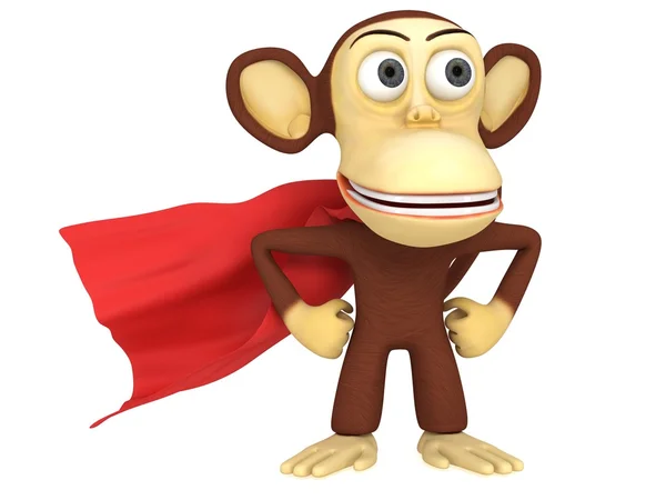 Macaco super-herói 3d com braços akimbo — Fotografia de Stock