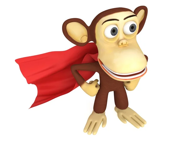 Macaco super-herói 3d com braços akimbo — Fotografia de Stock