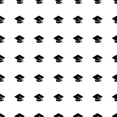 Graduation cap seamless pattern. Vector