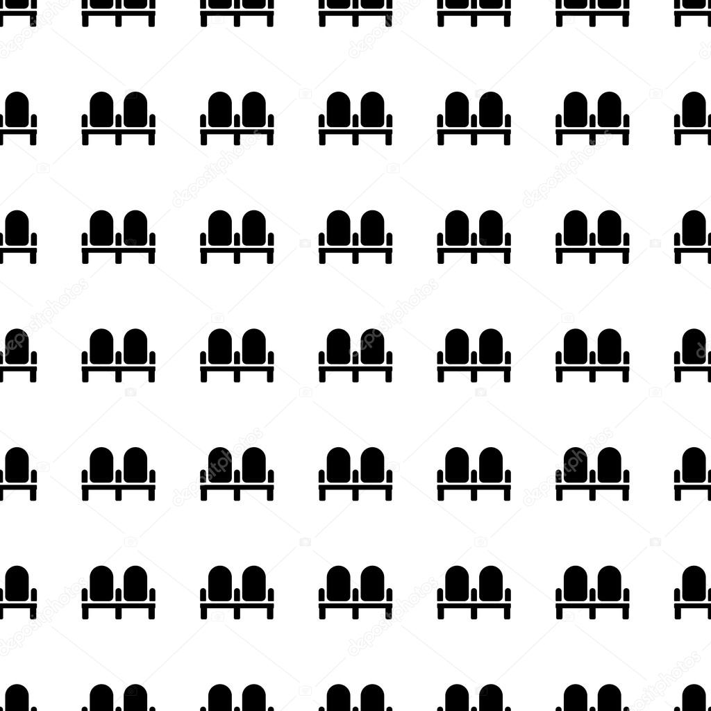 Cinema chair vector icon seamless pattern, tiling ornament on white.