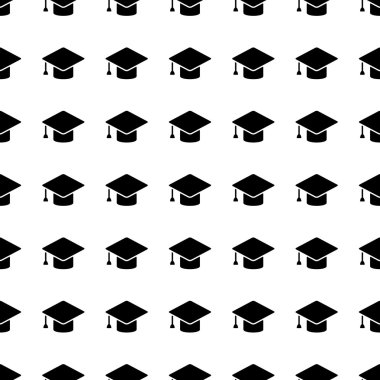 Graduation cap seamless pattern. Vector