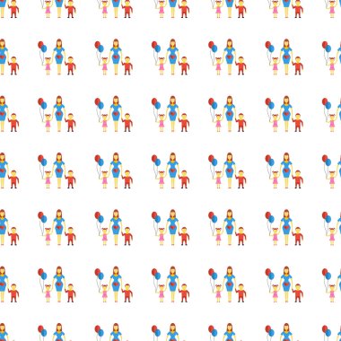 Family seamless pattern. Vector