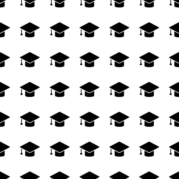 Graduation cap seamless pattern. Vector — 스톡 벡터