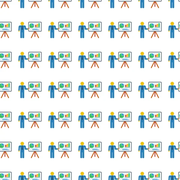 Man with graphs seamless pattern. Vector — ストックベクタ