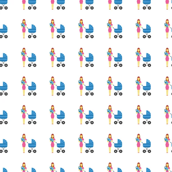 Family seamless pattern. Vector — ストックベクタ