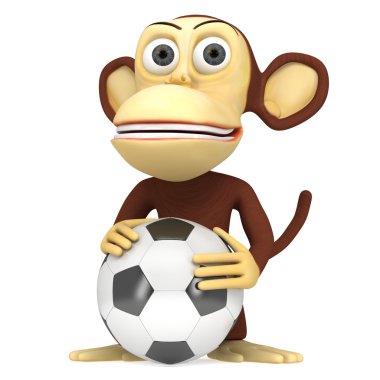 3d cute monkey with soccer ball
