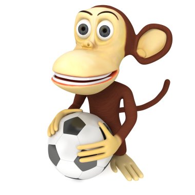 3d cute monkey with soccer ball
