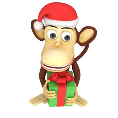 3D komik maymun hediye ile