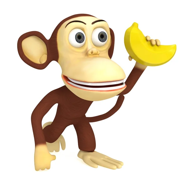 3d funny monkey with banana — Stock Photo, Image
