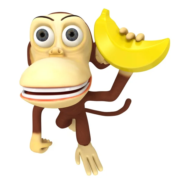 3d engraçado macaco com banana — Fotografia de Stock