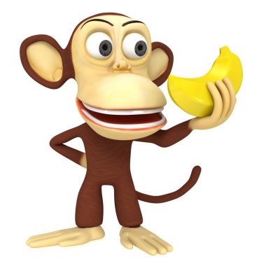 muz ile 3D komik maymun