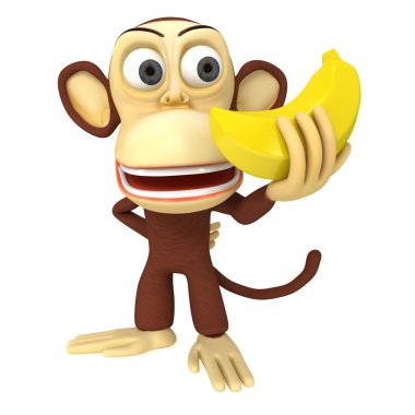 muz ile 3D komik maymun