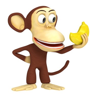 muz ile 3D komik maymun