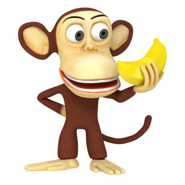 muz ile 3D komik maymun