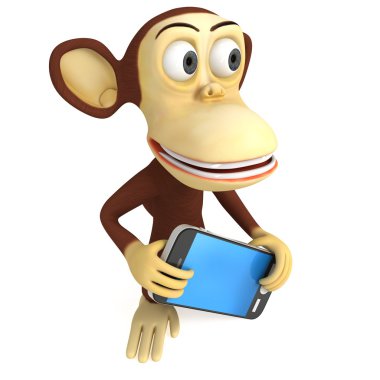 akıllı telefon ile 3D komik maymun