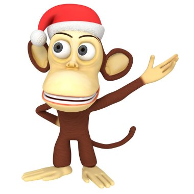 3D komik maymun Noel Baba