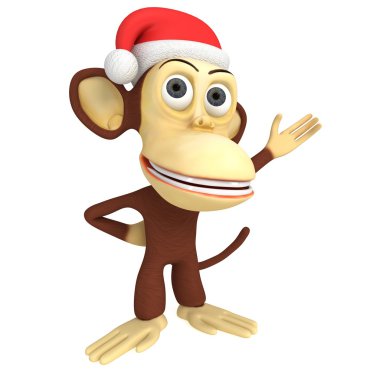 3D komik maymun Noel Baba