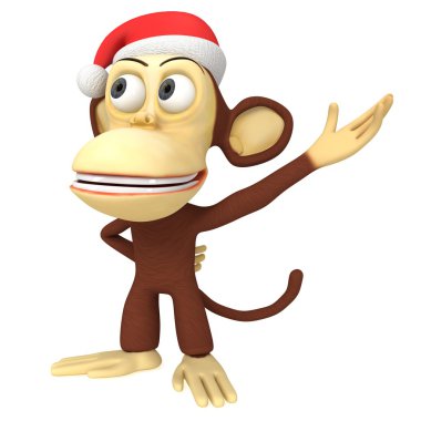 3D komik maymun Noel Baba