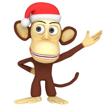 3D komik maymun Noel Baba