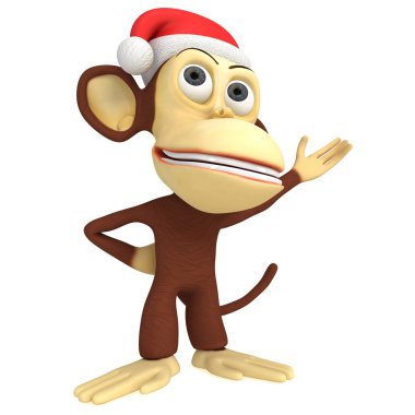 3D komik maymun Noel Baba