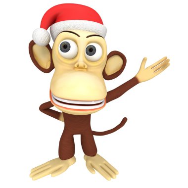 3D komik maymun Noel Baba