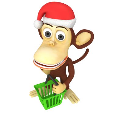 3D komik maymun Noel Baba