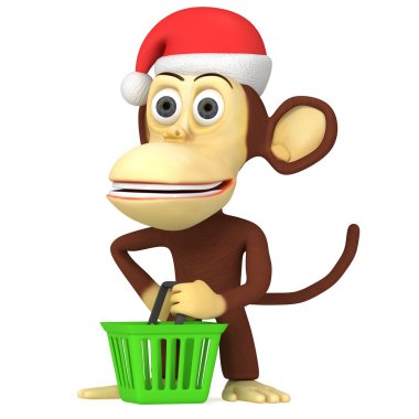 3D komik maymun Noel Baba