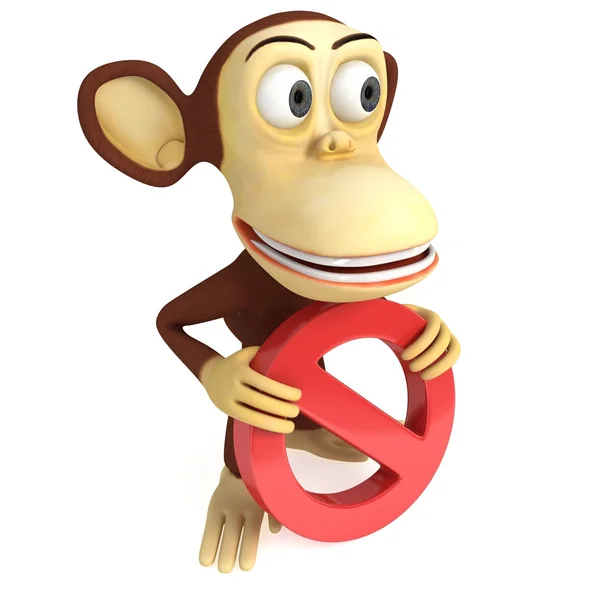 3d funny monkey with No Sign — Stock Photo, Image