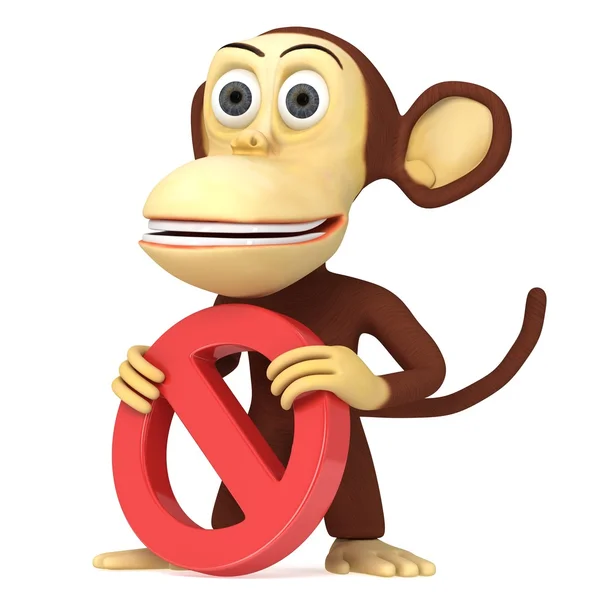 3D śmieszne małpy z nr znak — Zdjęcie stockowe