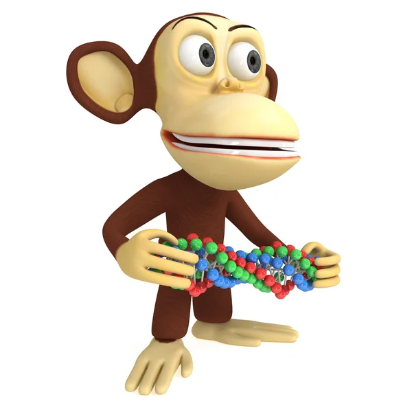 Singe drôle 3d avec chaîne dna — Photo