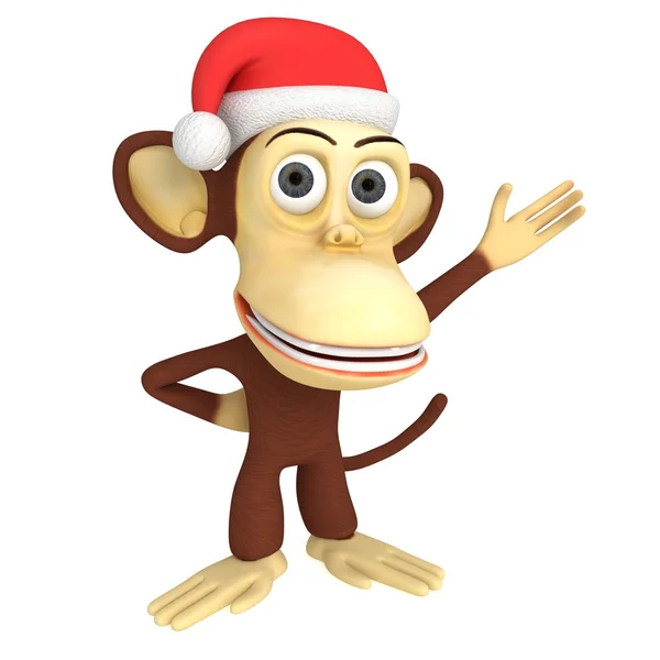 3d scimmia divertente Babbo Natale — Foto Stock