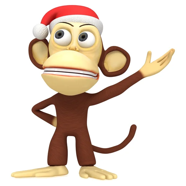 3D αστεία μαϊμού Αϊ-Βασίλη — Φωτογραφία Αρχείου