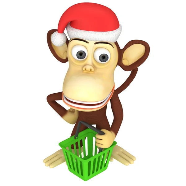 3D komik maymun Noel Baba — Stok fotoğraf
