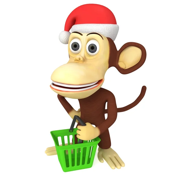 3d scimmia divertente Babbo Natale — Foto Stock